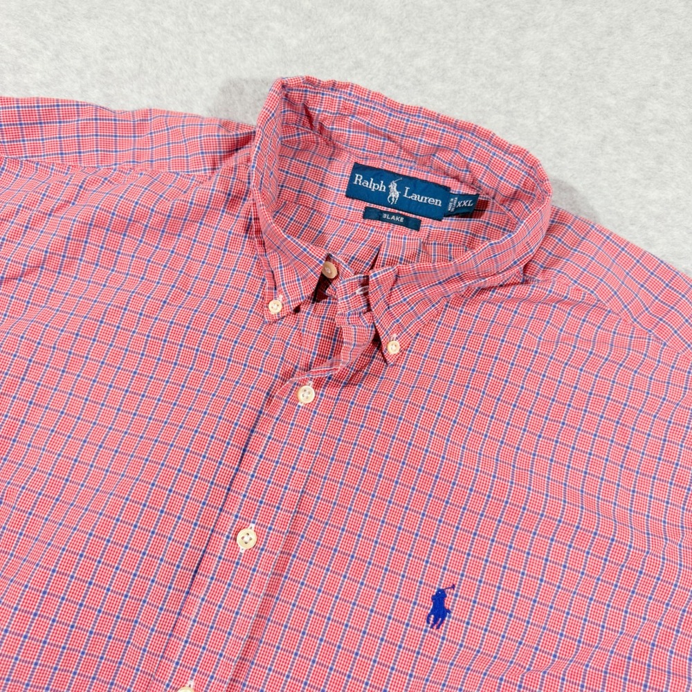 Ralph Lauren Button Down Shirt Mens XXL Red Blue Blake  Short Sleeve